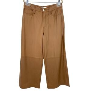 New Frame High Waist Crop Length Leather Wide Leg Pants in Latte Size 31/12